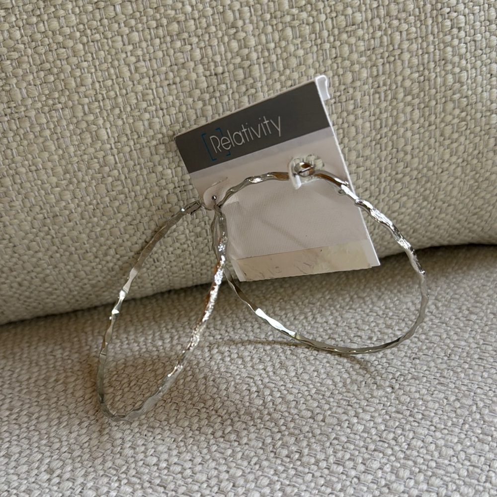 Relativity Silver Textured Hoop Earrings